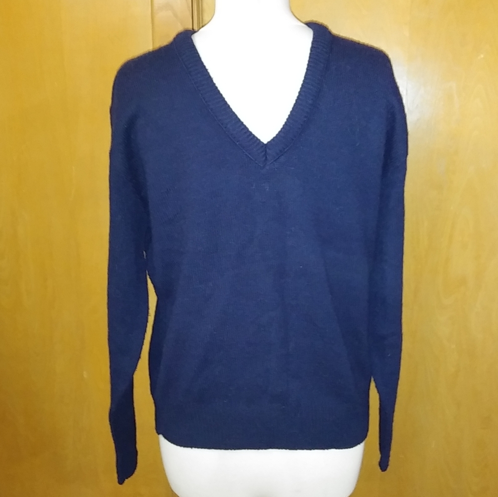 Vintage JCPenney Pullover V-neck Sweater Navy Sz M